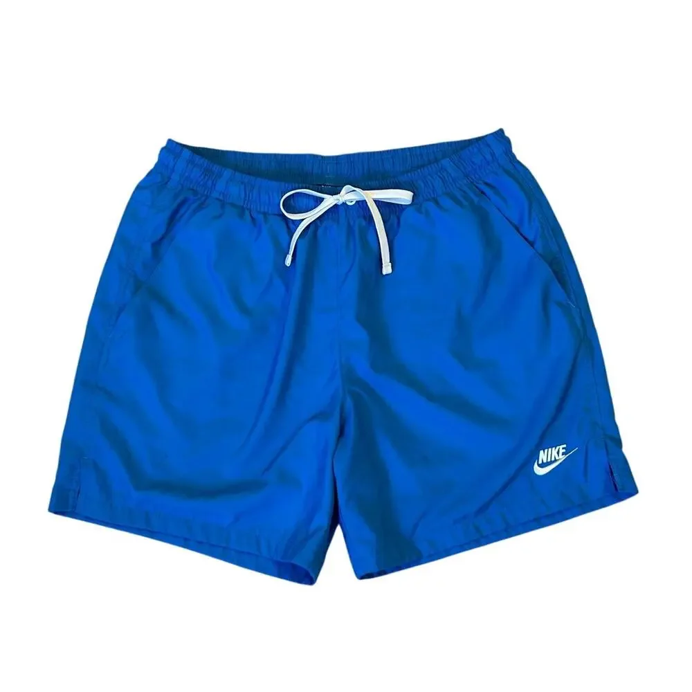Nike Men’s Woven Athletic Shorts Blue White Drawstring Mesh Lined Size Large